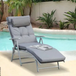 Outsunny Sonnenliege grau Metall B/H/L: ca. 64x101x180 cm