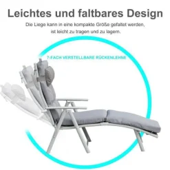 Outsunny Sonnenliege grau Metall B/H/L: ca. 64x101x180 cm