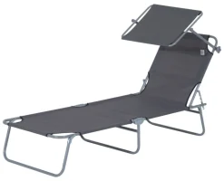 Outsunny Sonnenliege grau Metall B/H/L: ca. 58x36x187 cm
