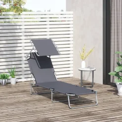 Outsunny Sonnenliege grau Metall B/H/L: ca. 58x36x187 cm