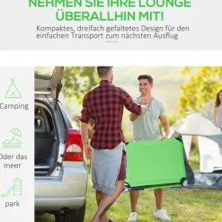 Outsunny Sonnenliege grün Polyester B/H/L: ca. 58x36x187 cm