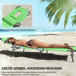 Outsunny Sonnenliege grün Polyester B/H/L: ca. 58x36x187 cm