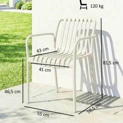 Outsunny Stapelstuhl creme Kunststoff B/H/L: ca. 55x81,5x58,5 cm