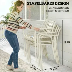 Outsunny Stapelstuhl creme Kunststoff B/H/L: ca. 55x81,5x58,5 cm