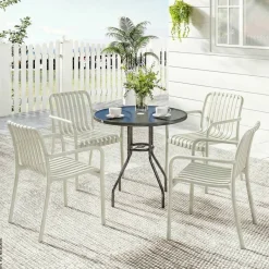 Outsunny Stapelstuhl creme Kunststoff B/H/L: ca. 55x81,5x58,5 cm