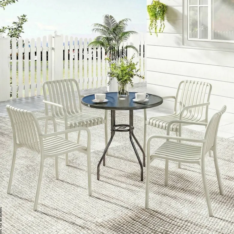Outsunny Stapelstuhl creme Kunststoff B/H/L: ca. 55x81,5x58,5 cm