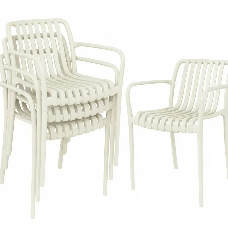 Outsunny Stapelstuhl creme Kunststoff B/H/L: ca. 55x81,5x58,5 cm