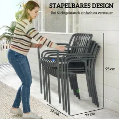 Outsunny Stapelstuhl dunkelgrau Kunststoff B/H/L: ca. 55x81,5x58,5 cm