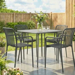 Outsunny Stapelstuhl dunkelgrau Kunststoff B/H/L: ca. 55x81,5x58,5 cm