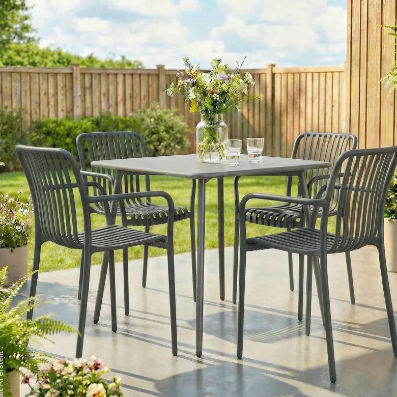 Outsunny Stapelstuhl dunkelgrau Kunststoff B/H/L: ca. 55x81,5x58,5 cm