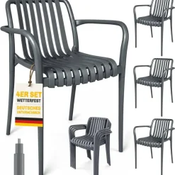 Outsunny Stapelstuhl dunkelgrau Kunststoff B/H/L: ca. 55x81,5x58,5 cm