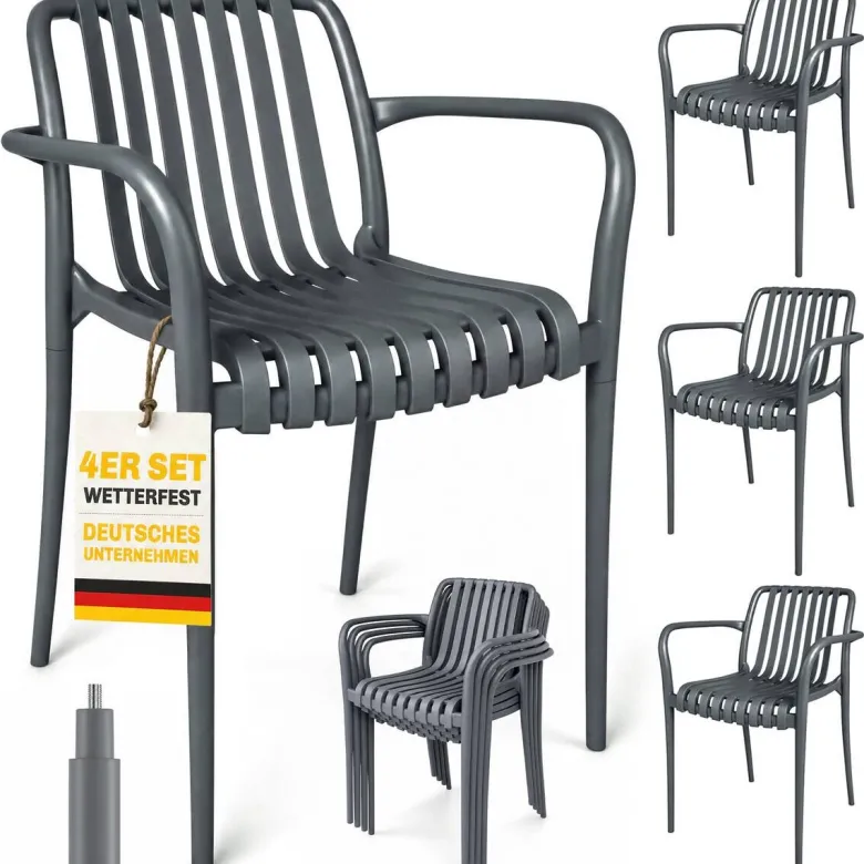 Outsunny Stapelstuhl dunkelgrau Kunststoff B/H/L: ca. 55x81,5x58,5 cm