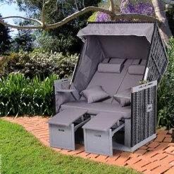 Outsunny Strandkorb grau Metall B/H/T: ca. 118x150x79 cm