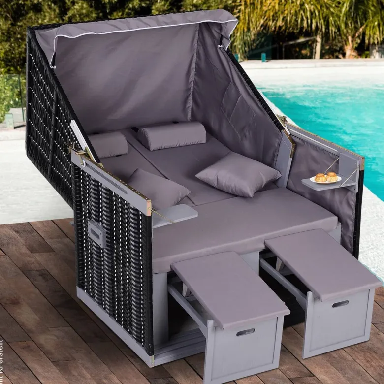 Outsunny Strandkorb grau Metall B/H/T: ca. 118x150x79 cm
