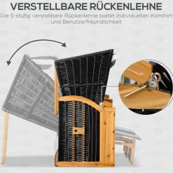 Outsunny Strandkorb grau Polypropylen B/H/L: ca. 79x118x160 cm