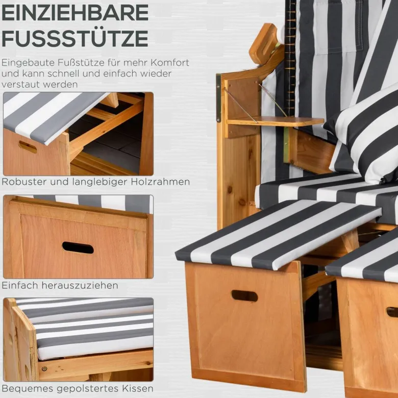 Outsunny Strandkorb grau Polypropylen B/H/L: ca. 79x118x160 cm