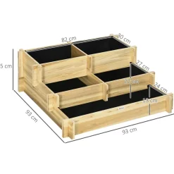 Outsunny Stufenbeet natur B/H/L: ca. 93x35x93 cm