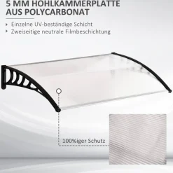 Outsunny Vordach weiß B/H/L: ca. 150x90x25 cm