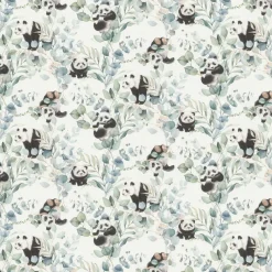 Papiertapete Pandabären weiß grün B/L: ca. 53x1005 cm