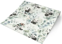 Papiertapete Pandabären weiß grün B/L: ca. 53x1005 cm