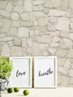 Papiertapete Steinoptik braun beige B/L: ca. 53x1005 cm