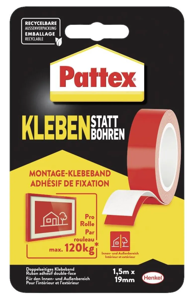 Pattex Klebeband Kleben statt Bohren L: ca. 150 cm