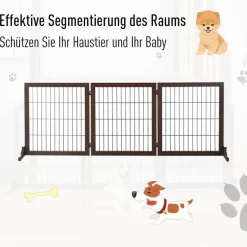 PawHut Absperrgitter braun Kiefer B/H/L: ca. 36x71x185 cm