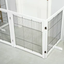 PawHut Absperrgitter weiß Stahl B/H/L: ca. 35,5x82x305 cm