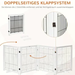 PawHut Absperrgitter weiß Stahl B/H/L: ca. 35,5x82x305 cm
