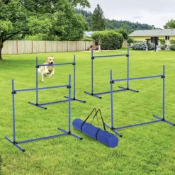 PawHut Agility Hürdenset blau Kunststoff B/H/L: ca. 65x95x95 cm