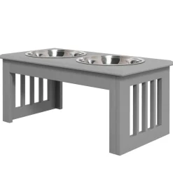 PawHut Futternapf grau Edelstahl B/H/L: ca. 30,5x25,4x58,4 cm