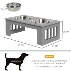 PawHut Futternapf grau MDF B/H/L: ca. 24x15x44 cm