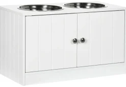 PawHut Futterstation weiß MDF B/H/L: ca. 30x35,5x60 cm