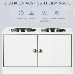PawHut Futterstation weiß MDF B/H/L: ca. 30x35,5x60 cm