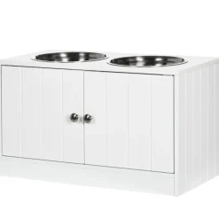 PawHut Futterstation weiß MDF B/H/L: ca. 30x35,5x60 cm