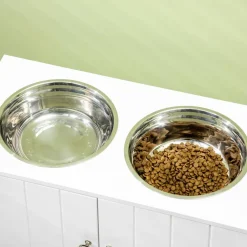 PawHut Futterstation weiß MDF B/H/L: ca. 30x35,5x60 cm