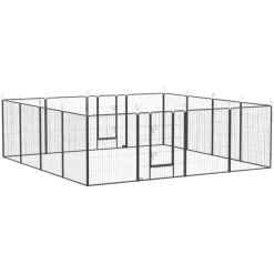 PawHut Gehege grau Edelstahl B/H/L: ca. 320x320x100 cm