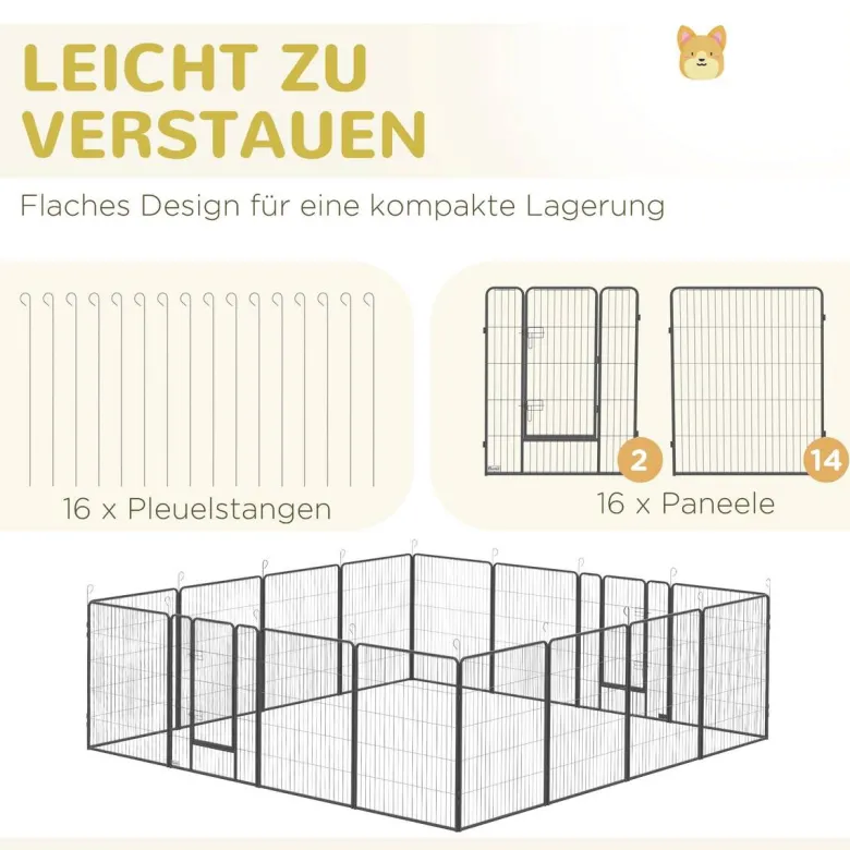 PawHut Gehege grau Edelstahl B/H/L: ca. 320x320x100 cm