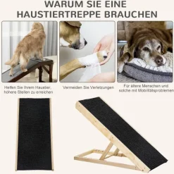 PawHut Haustierrampe, verstellbar natur Edelstahl B/H/L: ca. 40x90x61 cm