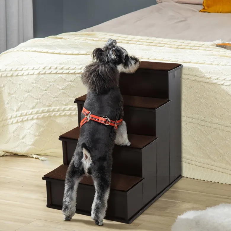 PawHut Haustiertreppe dunkelbraun MDF B/H/L: ca. 40x54,2x59 cm
