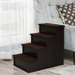 PawHut Haustiertreppe dunkelbraun MDF B/H/L: ca. 40x54,2x59 cm