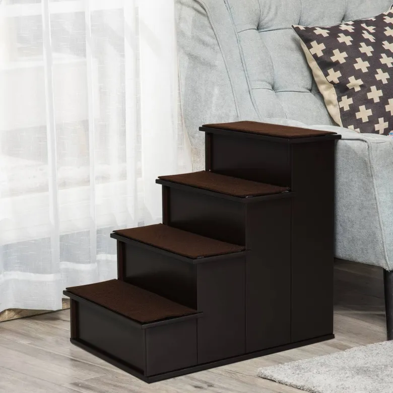 PawHut Haustiertreppe dunkelbraun MDF B/H/L: ca. 40x54,2x59 cm
