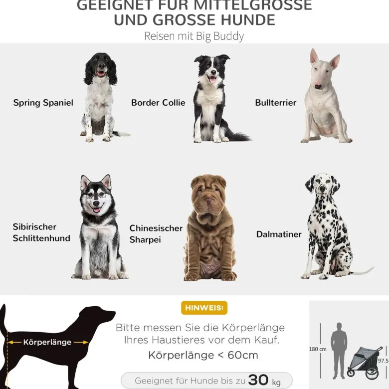 PawHut Hundebuggy grau Polyester-Mischgewebe B/H/L: ca. 70x97,5x111 cm