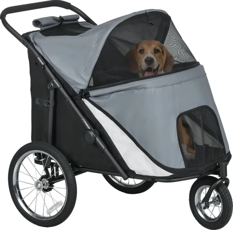 PawHut Hundebuggy grau Polyester-Mischgewebe B/H/L: ca. 70x97,5x111 cm