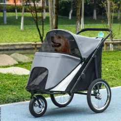 PawHut Hundebuggy grau Polyester-Mischgewebe B/H/L: ca. 70x97,5x111 cm