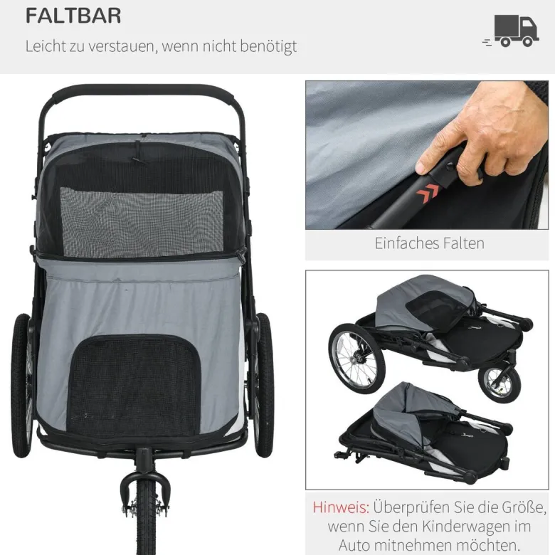 PawHut Hundebuggy grau Polyester-Mischgewebe B/H/L: ca. 70x97,5x111 cm