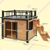 PawHut Hundehütte gelb Holz B/H/L: ca. 77x78x121 cm