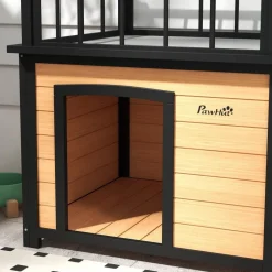 PawHut Hundehütte gelb Holz B/H/L: ca. 77x78x121 cm