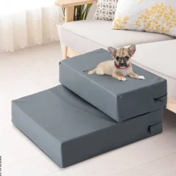 PawHut Hundetreppe grau Kunstleder B/H/L: ca. 39x20x42 cm