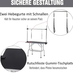 PawHut Hundetrimmtisch schwarz Gummi B/H/L: ca. 60x170x107 cm